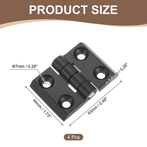 Zinc Alloy Mini Folding Hinges For Cabinets 44mm By 63mm Black 180 Degree Adjustable Hinges For Wooden Boxes And Woodworking Crafts 4 Pack