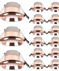 saditesdk 15 Pack Recessed Lighting Housing Trim Kits Rose Gold Led Ceiling Lamp Anti-Glare Led Downlights displayed in multiple angles.