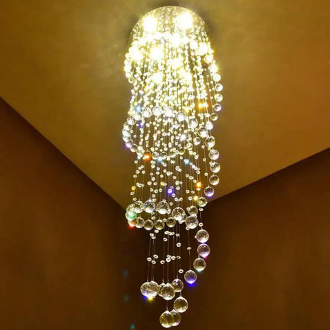 87 Inch Crystal Chandelier With Spiral Design, 6 Light Modern Ceiling Light For High Ceilings, Stairs, Foyers And Living Rooms