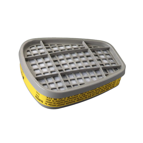 Side view of Respirator Cartridge 6003 for Organic Vapors and Acid Gases, bayonet style filter connection, single cartridge.