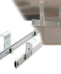 Heavy Duty Under Desk Drawer Slides Adjustable Ball Bearing Rails Offer Bulletproof Stability And Slick Movement For Kitchen Cabinets And Shelving Units One Pair Hardware Kit mounted under a desk.