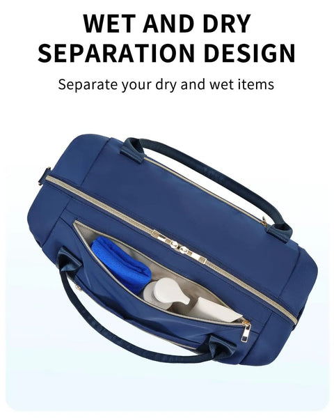Spirit Airlines Underseat Personal Item Bag 18x14x8 With Wet Pocket And Shoe Compartment showing wet and dry separation design