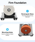 Rectangular base and mounting holes of 2 In 1 Mini Sander With Adjustable Speed 96W Electric Belt Grinder Knife Sharpener Polishing Kit.
