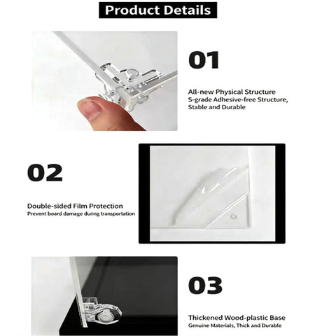 Product details of Premium Acrylic Display Case For Lego 76354 Aircraft Carrier Kit, showcasing assembly features and protective design.