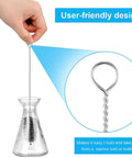 Steel Wire Tube Brush Set 12 Inch Long Spiral Bristle Cleaners One Quarter Inch Diameter with loop handle in glass flask