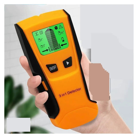 Hardcore Wireless Wall Scanner And Stud Finder With Straight Shooting Depth Detection Metal Pinpointer shown in hand, highlighting display and controls.