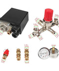 Components of Heavy Duty Air Compressor Pressure Switch Regulator Valve 90 To 120 PSI Range With 125 PSI Max 0 To 180 PSI Gauge