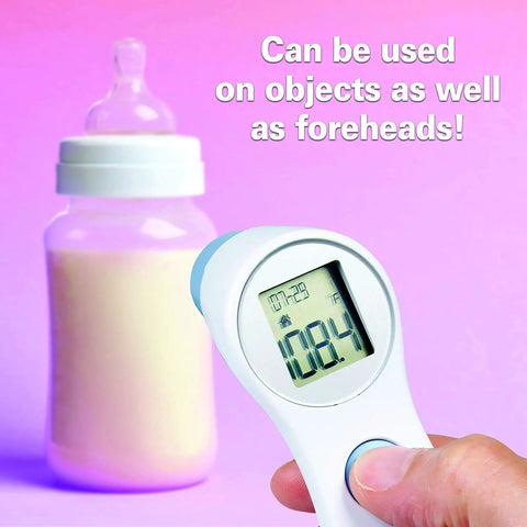 Infrared Forehead Thermometer Digital White No Touch Readout Lightweight Compact Body Temperature Reader For Home Use Quick Reading Safe Pediatric And Adult Temperature Check Battery Powered used on bottle