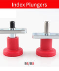Dead Nut Tight Horizontal Flange Indexing Pin M6 M8 Spring Plunger Self Locking Safety Block, red with metal flange for jigs.