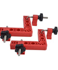 Squared Up 90 Degree Positioning Square Right Angle Splicing Clamp Kit Adjustable Woodworking Corner Fixture Pro Grade Jig For Cabinets Picture Frames No Hassle Setup Red Finish, featuring ABS right angle blocks with steel rods.