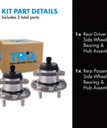 Rear Wheel Bearing And Hub Assembly Set Dual Rear Hubs For 2019 2020 Hyundai Elantra GT N Line, 2019 2021 Veloster, And 2020 2021 Kia Forte GT - 2 Piece Replacement Kit For Driver And Passenger Sides, showing two hub assemblies and box.