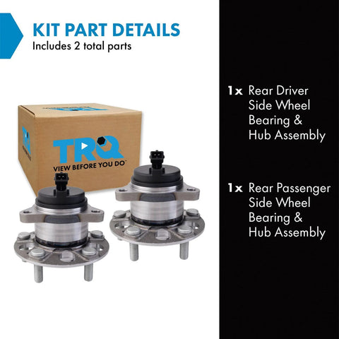 Rear Wheel Bearing And Hub Assembly Set Dual Rear Hubs For 2019 2020 Hyundai Elantra GT N Line, 2019 2021 Veloster, And 2020 2021 Kia Forte GT - 2 Piece Replacement Kit For Driver And Passenger Sides, showing two hub assemblies and box.