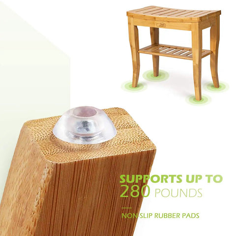 Bamboo Shower Bench With Shelf And Free Soap Dish For Spa Like Bathrooms No Fuss Easy Set Up 19 Inch Waterproof