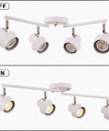 Dope Four Light Track Lighting Kit With Adjustable Heads And GU10 Sockets, 28 Inch Foldable Track System, White Finish, On-Off View