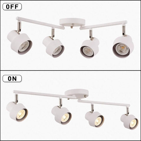 Dope Four Light Track Lighting Kit With Adjustable Heads And GU10 Sockets, 28 Inch Foldable Track System, White Finish, On-Off View