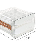 32 Capacity Egg Holder For Fridge With Time Scale Two Drawer Egg Storage Container Organizer Bin Keeps Eggs Fresh