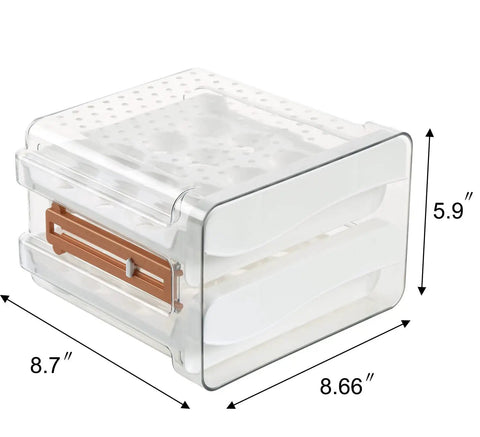 32 Capacity Egg Holder For Fridge With Time Scale Two Drawer Egg Storage Container Organizer Bin Keeps Eggs Fresh