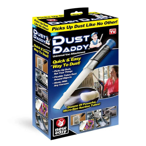 Dust Daddy Universal Vacuum Attachment For Quick Dust Busting In Tight Corners Flexible Micro Tube Design product box