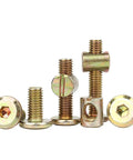 Kickstart Your Next Build With These Heavy Duty Furniture Screw And Nut Sets Featuring Horizontal Hole Hammer Nuts For Solid Wood Board Assembly Includes M6 Cross Dowel Connectors And Forty Total Pieces For Reliable Knock Together Success, showing various M6 threaded screws and nuts.