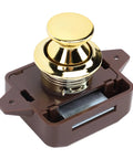 Cabinet Push Button Latch Keyless Cupboard Lock With Smooth Finish For RV Yacht Motorhome Campervan Caravan Brown Base Gold Color