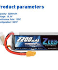 3S 120C 2200mAh LiPo Battery With XT60 Plug For FPV Drones And RC Models Two Pack Graphene Beast Mode High Discharge