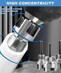 Close-up of Top Quality 3 Pipe Threading Tool Set Dual End Cutters on PVC pipe showing precise alignment for stable cuts.