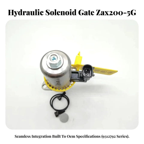 Hydraulic Solenoid Gate Zax200-5G with yellow bracket, designed for seamless integration in construction machines.