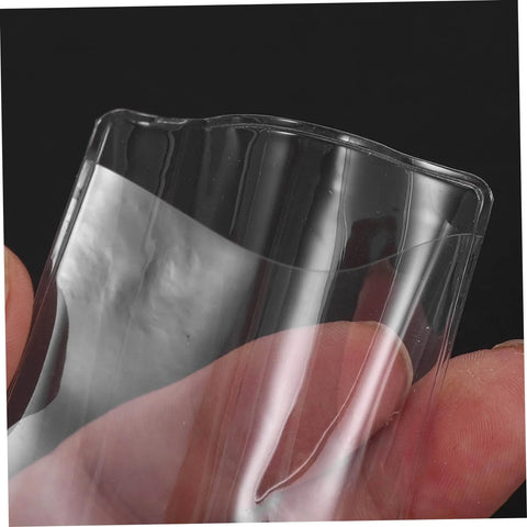 Close-up of a 50 Pack Waterproof Card Sleeve With Magnetic Shielding Protectors, showing durable PVC plastic and clear design.