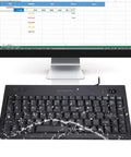 Heavy Duty Wired USB Keyboard With Eighty Eight Keys Dead Silent Business Keypad For Quick Data Entry Or Chill Gaming Sessions Bulletproof Design Plug And Play Ready shown with water splash effect, ideal for office and gaming use.