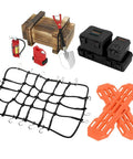 1/10 RC Crawler Accessories Storage Box Wood Box Luggage Net Fuel Box Shovel Fire Extinguisher Recovery Board For Traxxas TRX4 Axial SCX10 Redcat Gen 7 8 Black set