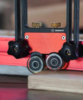 Pro Grade Bearing Roller Featherboard Jig for table saws with anodized aluminum finish and spring-loaded pressure rollers