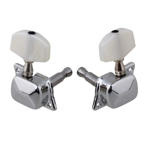 Banjo Machine Head Tuning Peg Set With Bushings Chrome Metal Replacement Parts For Guitar And Banjo Includes 4 Machine Heads 4 Bushings And 1 Non Slip Peg Durable Drop In Upgrade For Worn Out Tuning Nails