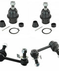 Beefed Up Front Suspension Kit With Ball Joints And Sway Bar Links For 2003 2007 Infiniti G35 And 2003 2009 Nissan 350Z Ready To Install Heavy Duty Replacement Parts. Four-piece black metal front suspension kit with ball joints and sway bar links