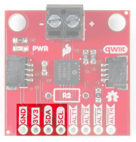Front view of Qwiic Thermocouple Amplifier with MCP9600 for K Type Thermocouples Dual Temp Reads and Four Programmable Alerts.