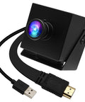 Rock Solid 4K UVC Web Cam With USB And HDMI Dual Screen Output For PC Monitors and Streaming Rigs, featuring a black design and wide lens.