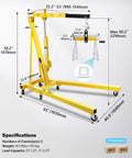 Heavy Duty Bad Boy Hydraulic Shop Crane Doubles As An Engine Hoist With Six Rolling Casters dimensions and specifications image.