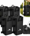 Heavy Duty Canopy Weights Set Of 4 220 Lb Water Weights For Pop Up Canopy Tent Gazebo Outdoor Use Keeps Your Shelter Steady In Wind 25L Per Bag Easy Fill For Beach Camping And Outdoor Parties, black rectangular bags with filling spout.