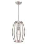 Farah One Light Indoor Pendant in Brushed Nickel Finish, Sloped Ceiling Compatible, 16 Inch Height and 10 Inch Diameter, kitchen light