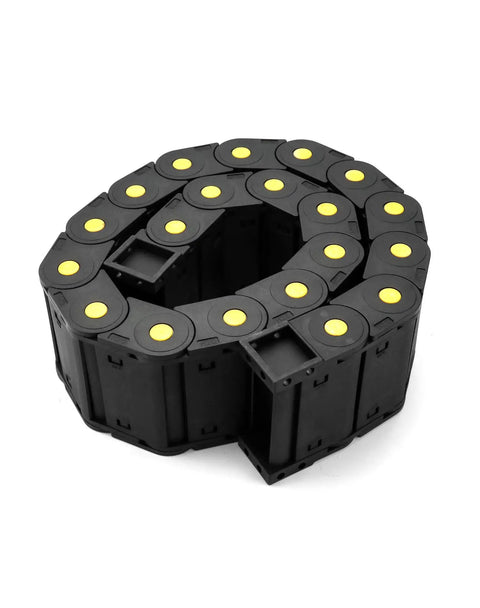 Enclosed Cable Drag Chain 25 By 77 Millimeters, 4 Pack, 1 Meter Long, flexible wire carrier coiled view, reinforced plastic