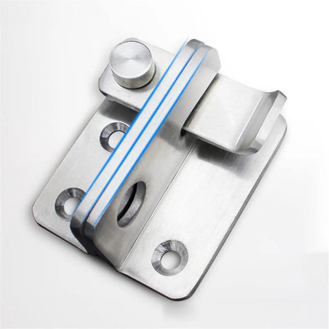 Stainless Steel Barrel Bolt Spring Latch for Safety Gate Door Hardware, close-up view showing sleek design and mounting holes.