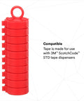 Red component of Wire Marker Tape Dispenser With Numbered Label Rolls 0 To 9, Pressure Sensitive Acrylic Adhesive visible