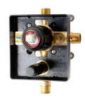 HomeStock Black Matte Shower Faucet System with Pressure Balance Valve showing internal mechanism and connectors.