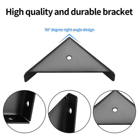 Heavy Duty Angle Corner Brackets, Black Steel Fasteners with 90-degree design, for desk, bed, and furniture edge joints