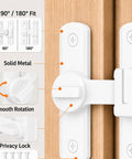 Heavy Duty Zinc Alloy Door Latch With 90 And 180 Degree Swivel Mount featuring smooth rotation and privacy lock in white finish.