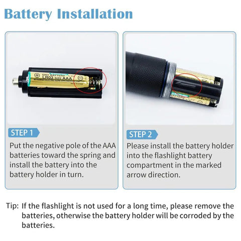 Battery installation for Two Pack High Lumen Led Flashlights For Home Camping And Travel Beast Bright Handheld Beams With Durable Polycarbonate Lens Rechargeable Battery Compatible Great For Emergencies And Power Outages