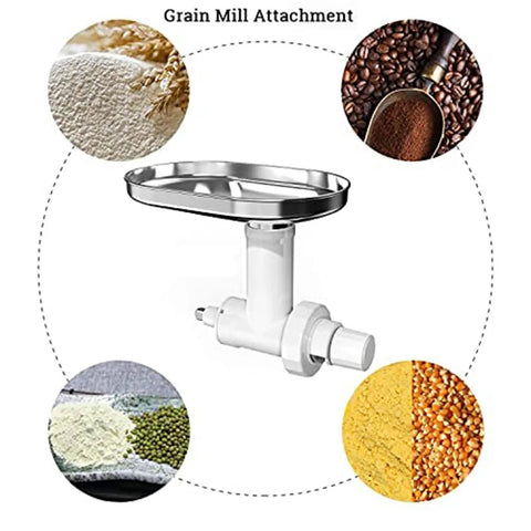 Grain Mill Attachment For Stand Mixers With Adjustable Grind Size For Corn Barley Coffee And More Great For Fresh Flour And Coarse To Fine Grains Fast Grinding