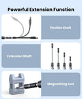 Image showing flexible shaft, extension shaft, and magnetizing tool from All In One 115 In 1 Precision Screwdriver Set With Magnetic Bits DIY Mini Repair Kit For Phone PC Watch Laptop Tablet Glasses And Other Electronics Includes 100 Bits And Various Opening Tools For Easy Fixes.