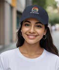 Woman wearing Navy Mens Breathable Summer Cap With Top Vent Holes, Adjustable Strap, Lightweight And Sweat Wicking Hat
