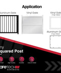 Application display for Top Pull Magnetic Gate Latch With Self Latching Mechanism For Pool Fences on square posts, SL-50KH Black.
