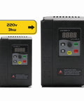 Heavy Duty 3KW VFD for 220V AC three-phase motors with speed control and frequency converter, two units side by side.